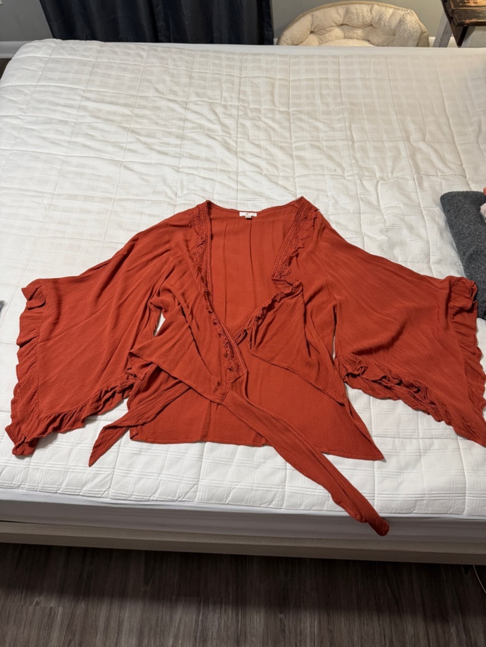 Rust Orange Wrap Cardigan